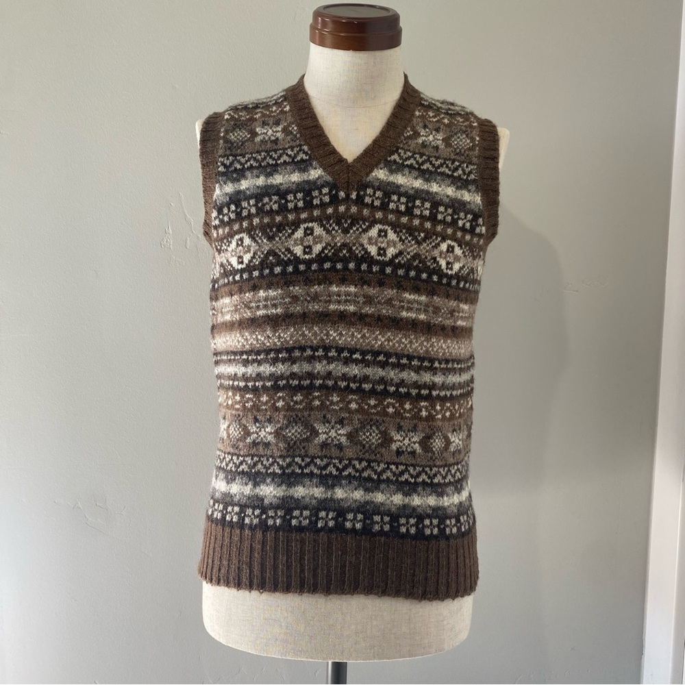 Men's Brown Fair Isle Knit Vest